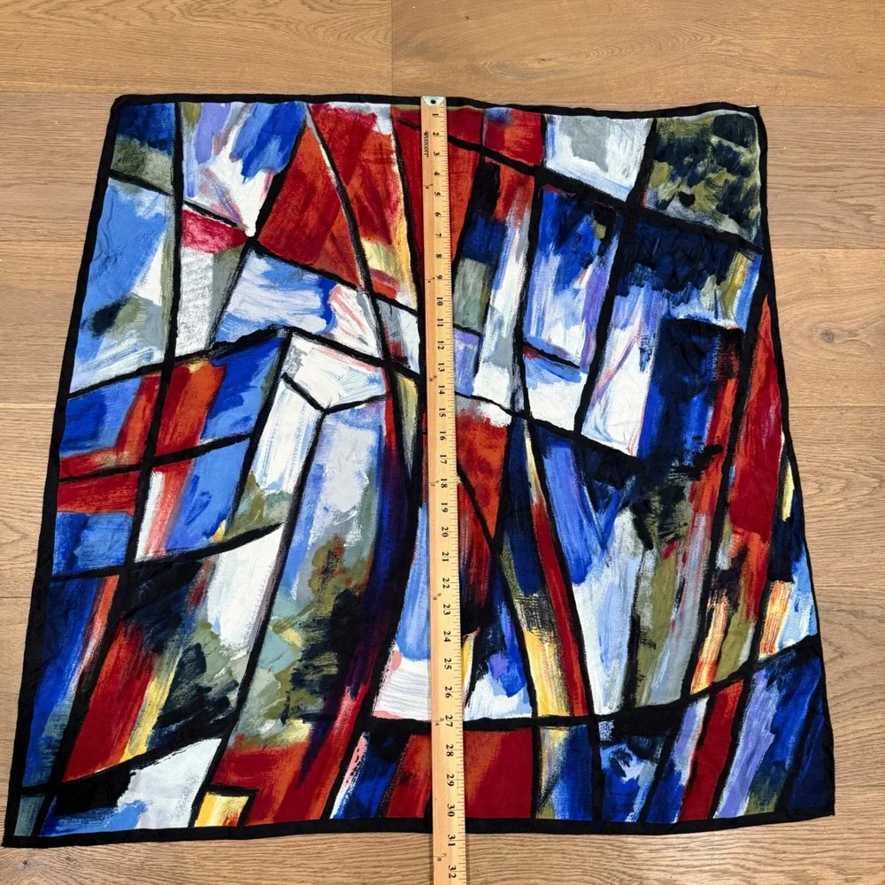 Vintage Echo CBS Silk Scarf Abstract Geometric Stained Glass Print Made in Japan